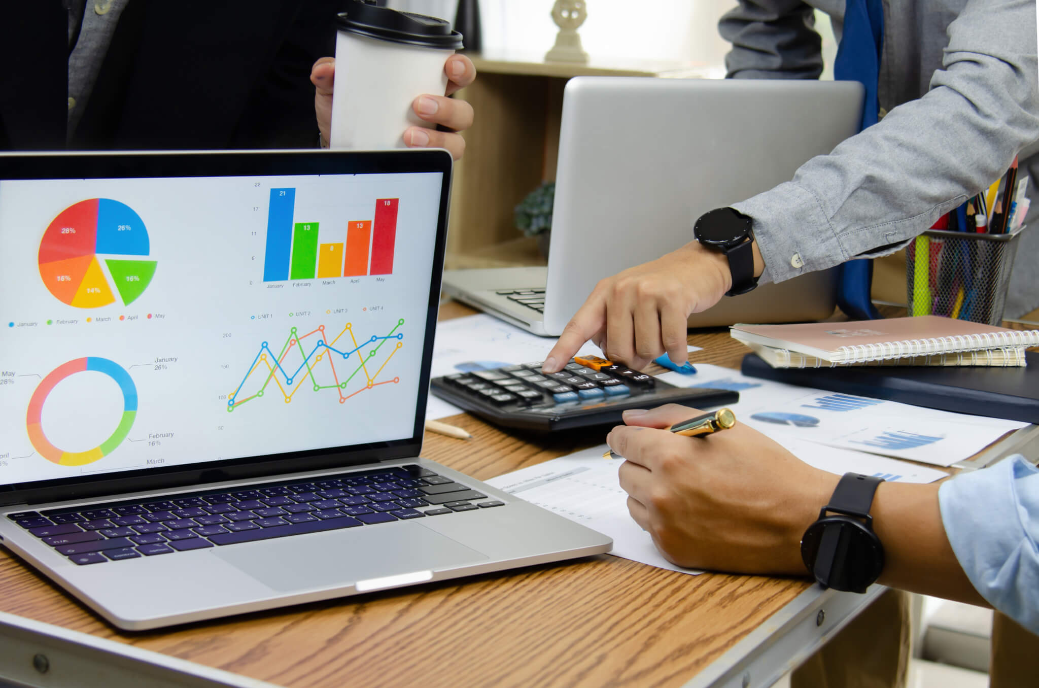 Business people meeting at the office by analyzing data from financial